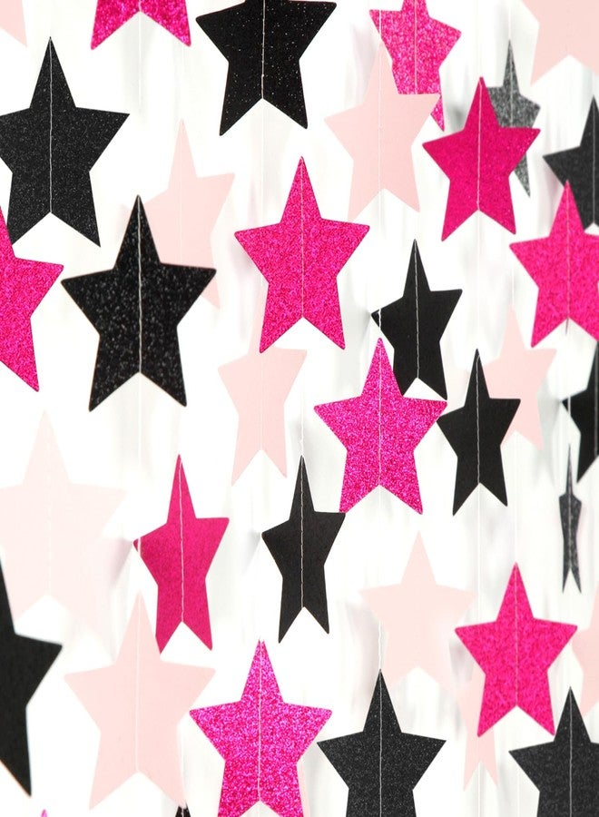 Hugtmr Hot-Pink Black Birthday Party-Decorations Garland - 62ft Twinkle Little Star Baby Girl Hanging Streamers Banner,Graduation Engagement Bachelorette Decor Hugtmr - Image 1