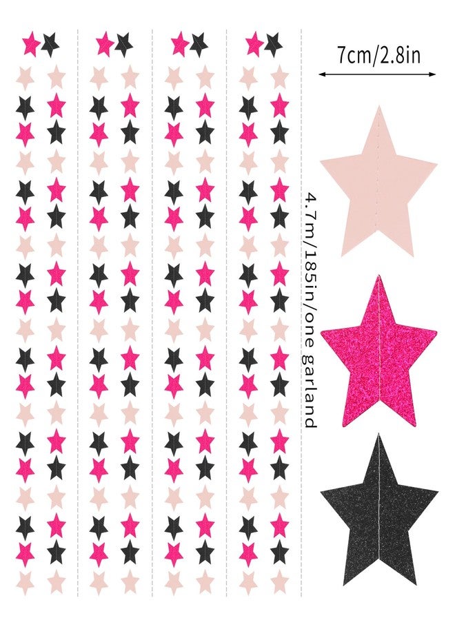 Hugtmr Hot-Pink Black Birthday Party-Decorations Garland - 62ft Twinkle Little Star Baby Girl Hanging Streamers Banner,Graduation Engagement Bachelorette Decor Hugtmr - Image 2