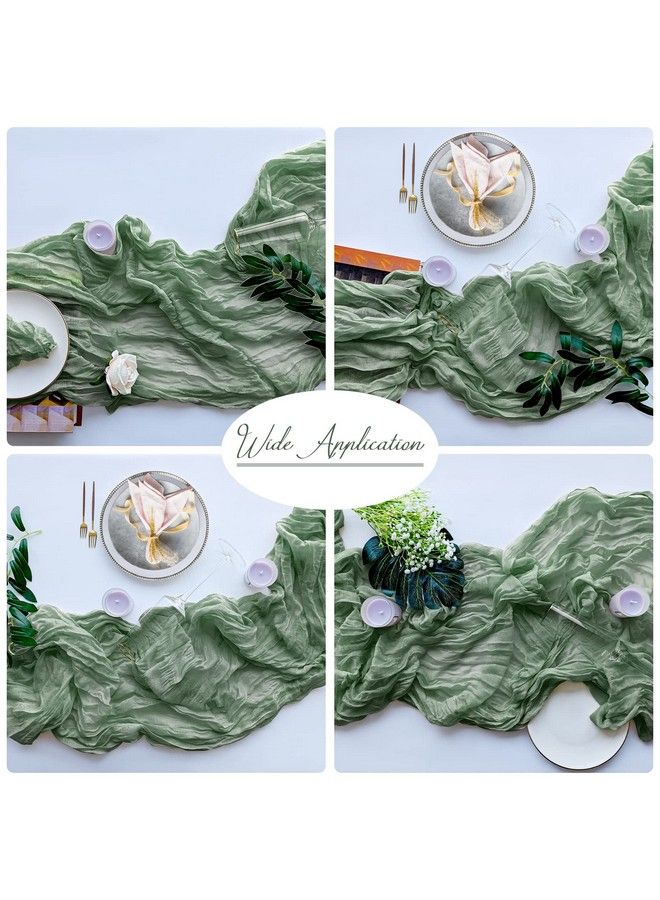 eQFeast 2 Pack Sage Green Cheesecloth Table Runners 10Ft Gauze Table Runner Boho Wedding Cheese Cloths Decor For Bridal Baby Shower Arch Buffet Dessert Table St. Patrick Day Decorations - Image 5
