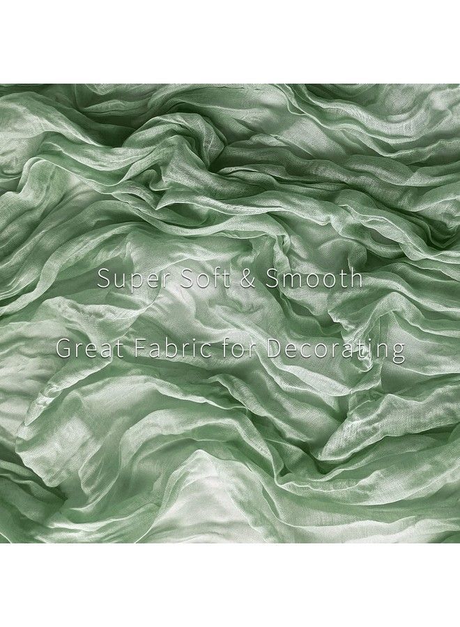 eQFeast 2 Pack Sage Green Cheesecloth Table Runners 10Ft Gauze Table Runner Boho Wedding Cheese Cloths Decor For Bridal Baby Shower Arch Buffet Dessert Table St. Patrick Day Decorations - Image 3