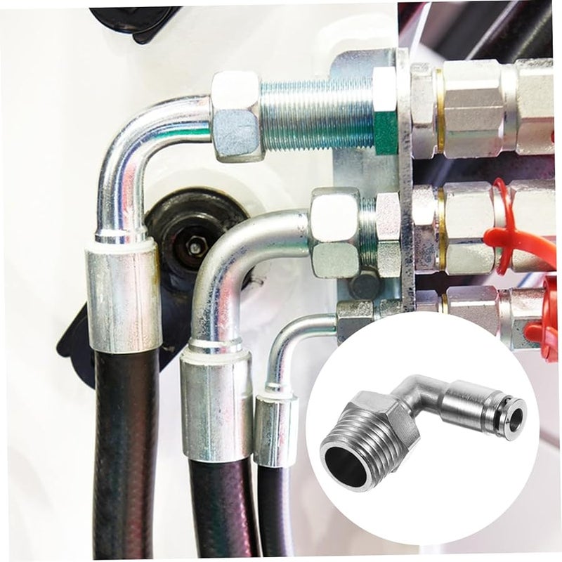 محول هواء سريع التوصيل من النحاس الأصفر المطلي بالنيكل، ذكر 90 درجة NPT - Image 5