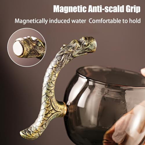 Miyxsin Glass Magnetic Tea Pot,Lazy Kungfu Drip Teapot with Infuser,Magnetic Water Diversion Rotating Cover Bowl Semi-Automatic Glass Teapot,Heat Resistant Kungfu Tea Set Coffee Set - Image 5