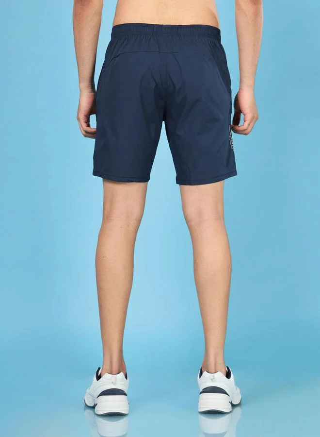 Technosport Technosport Men Plain Navy Shorts with Zip Pocket