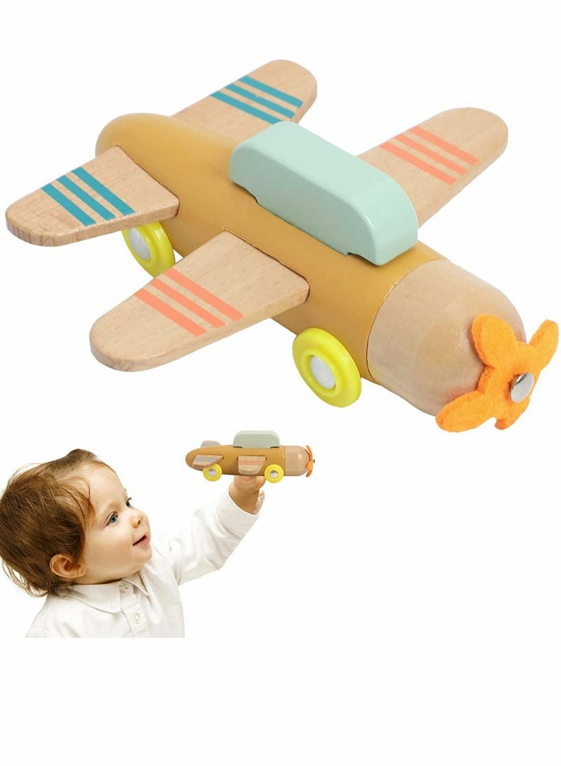 NIBEMINENT Airplane Toys for Boys and Girls Wooden Play Set Montessori Fine Motor Skills Great Toy Gift Aircraft Made with Durable Material - Image 1