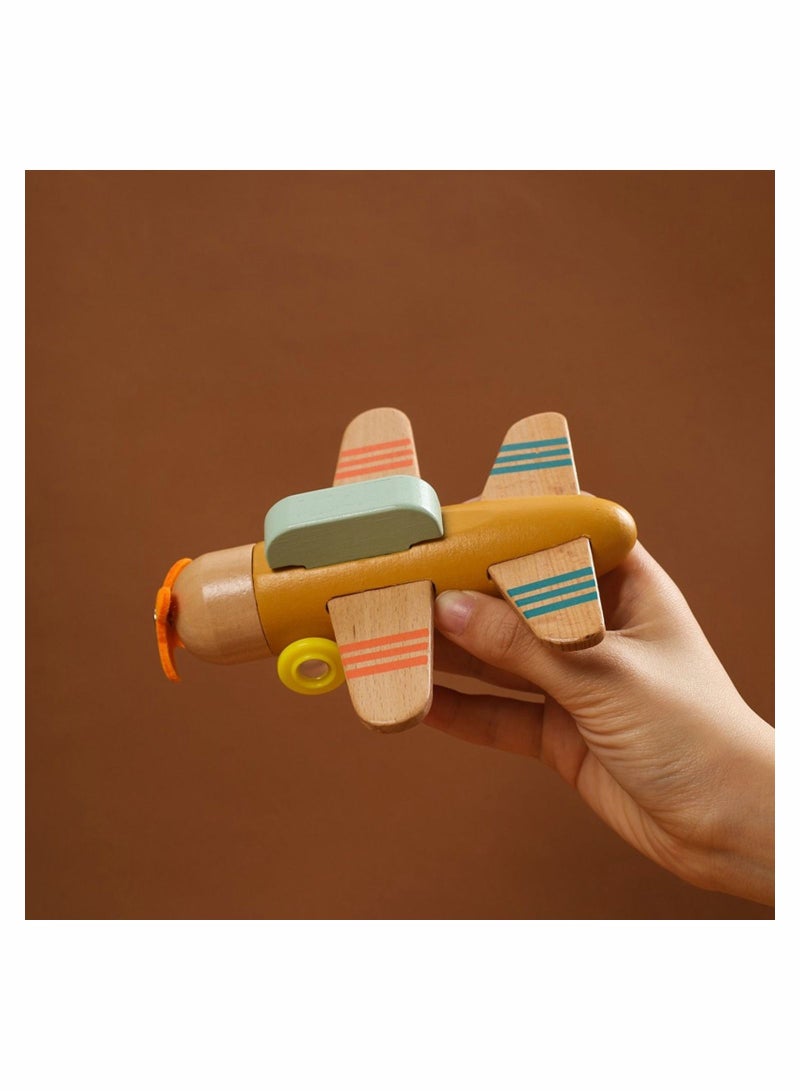 NIBEMINENT Airplane Toys for Boys and Girls Wooden Play Set Montessori Fine Motor Skills Great Toy Gift Aircraft Made with Durable Material - Image 5