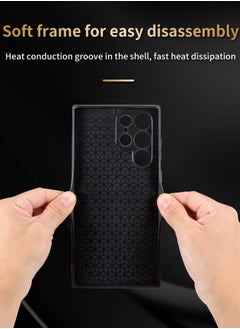 ICARLUS For Samsung Galaxy S22 Ultra Anti-scratch Phone Case Imprinted Leather Coated TPU Cover - Black  - Image 4