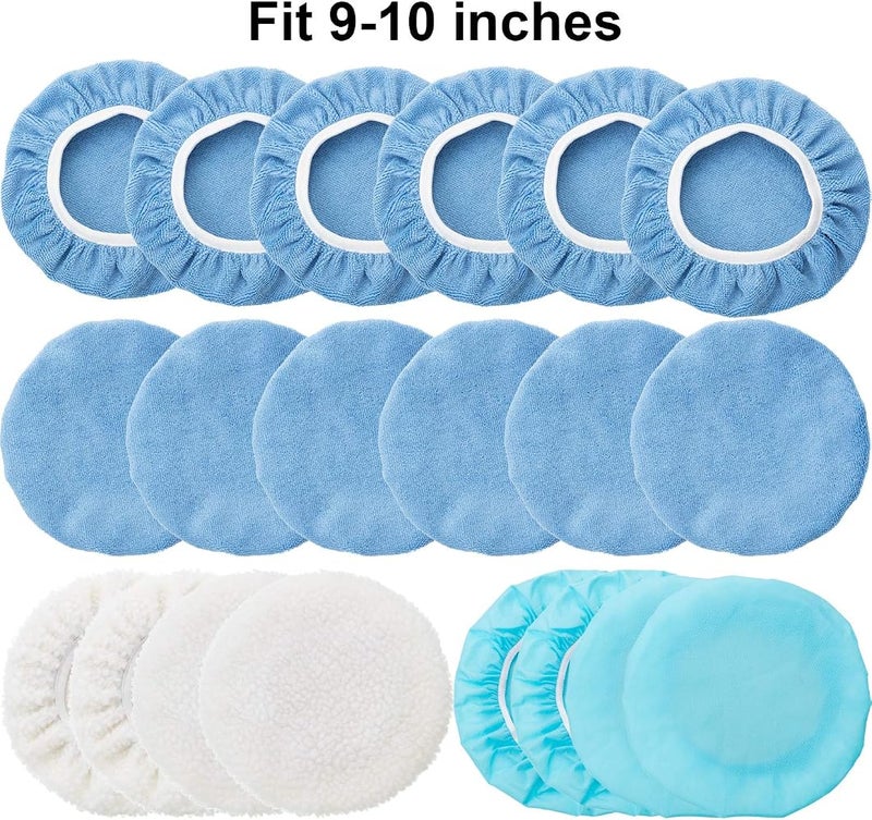 Mudder 20 Pieces 9 to 10 Inches Buffer Pads Car Polisher Bonnet Orbital Buffer Bonnets Bonnet Polishing Bonnet Buffing Pad Cover - Image 2