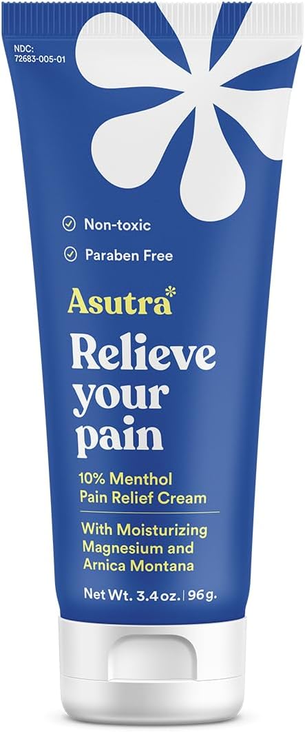 ASUTRA Relief Cream with Magnesium 338 oz  Cooling Sensation Temporary Relief from Muscle Discomfort and Soreness Shea Butter  Almond Oil Magnesium 10 Menthol and Arnica Montana