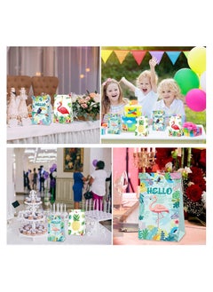SYOSI 12Pcs Tropical Hawaiian Party Bags Flamingo Paper Gift Bags with 18Pcs Stickers Party Favor Bags Summer Goodie Candy Bags for Kids Adults Treat Bags Party Supplies for Birthday Wedding Baby Shower  - Image 4