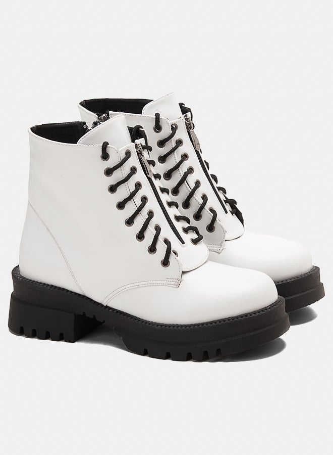 Zip Up Laced Combat Boots