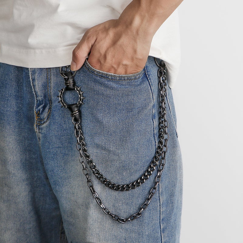 Dark Punk Style Trouser Chain Versatile Alloy Harley Motorcycle Hip-Hop Spiked Chain Leather Jacket Jeans Accessory - Image 4
