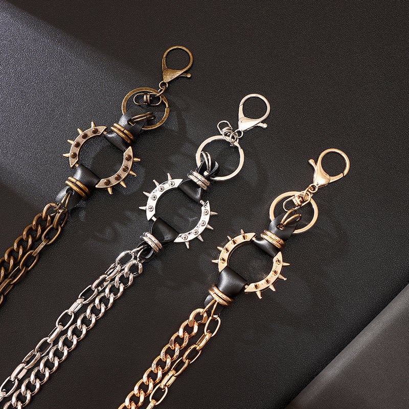 Dark Punk Style Trouser Chain Versatile Alloy Harley Motorcycle Hip-Hop Spiked Chain Leather Jacket Jeans Accessory - Image 3