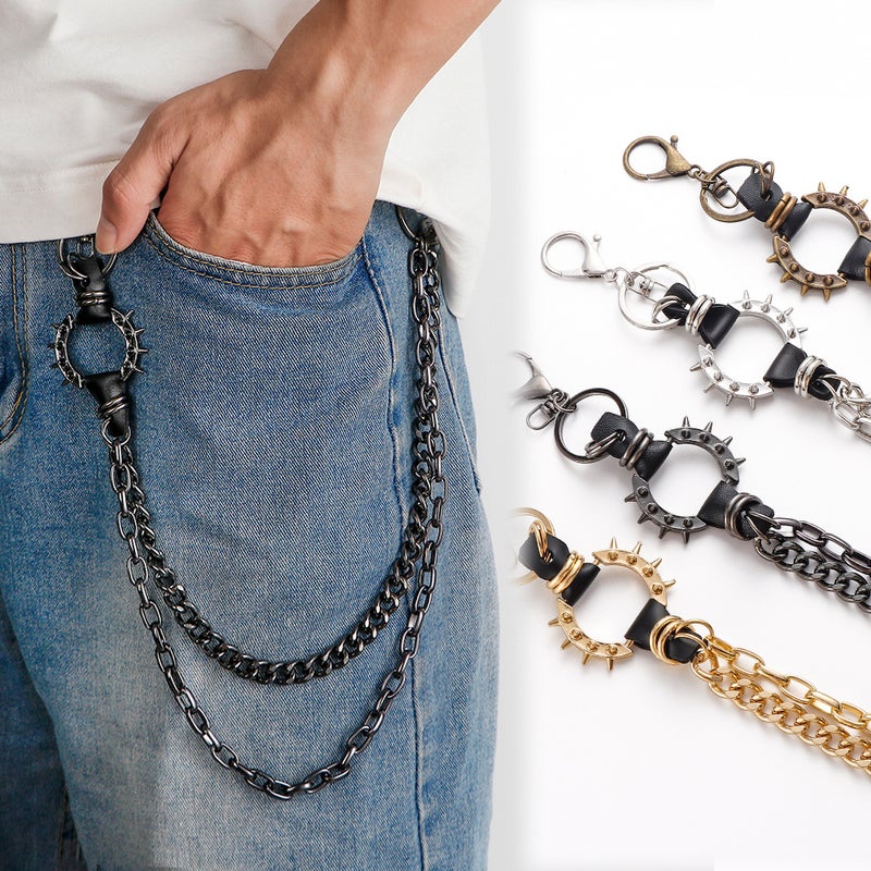Dark Punk Style Trouser Chain Versatile Alloy Harley Motorcycle Hip-Hop Spiked Chain Leather Jacket Jeans Accessory - Image 2