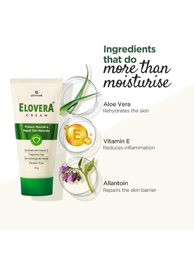 Elovera Moisturising Cream 75g | For Dry Skin | with Aloe Vera & Vitamin E | Protects, Nourishes and Repairs Skin | Paraben Free | Fragrance Free - Image 4