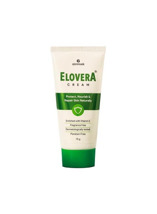 Elovera Moisturising Cream 75g | For Dry Skin | with Aloe Vera & Vitamin E | Protects, Nourishes and Repairs Skin | Paraben Free | Fragrance Free - Image 1