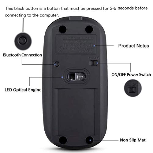 KLO Bluetooth Mouse for MacBook/Laptop/Notebook/pc/iPad/Chromebook, Wireless Mouse for MacBook Pro/AIR (Grey) - Image 2