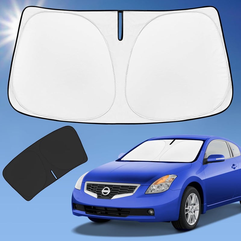 ZOIBV Sun Shade Sunshade for Nissan Altima Windshield Cover, 4-Layer Front Window Shade Custom fit Altima 2008-2012 Sun Visor 240T Retractable Shade Shield Blocks UV Rays Cooler Car Accessories Good ventilation - Image 1