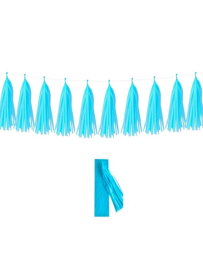 Happy Space - 10pc (6.5ft) Blue Tassel Fringe Garland/banner/bunting, birthday, balloon decoration. Baby Nursery decoration, Birthday party supplies. - Image 1