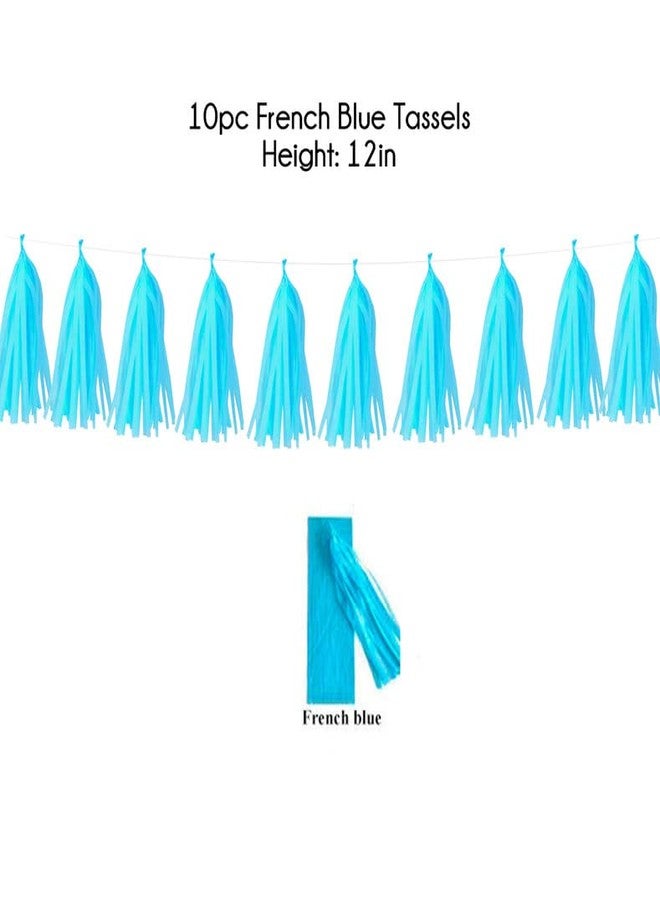 Happy Space - 10pc (6.5ft) Blue Tassel Fringe Garland/banner/bunting, birthday, balloon decoration. Baby Nursery decoration, Birthday party supplies. - Image 2