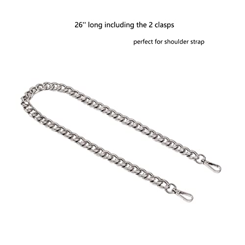 Xiazw Medium Size Fabulous Metal Shoulder Crossbody Purse Strap Replacement Bag Chain Accessories (26‘’, Silver) - Image 2