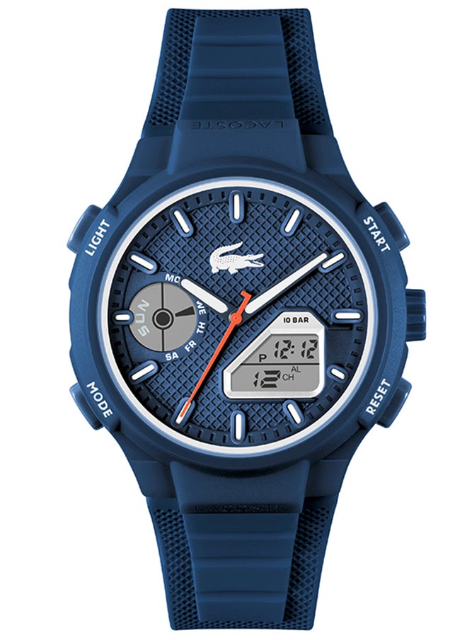 LACOSTE LC33 Analog and Digital Display Silicon Strap Wrist Watch - 45 mm - Blue 