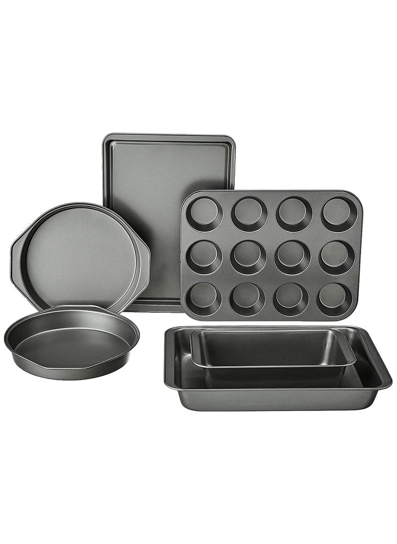 BAKING SET Baking Set Nonstick Carbon Steel Baking Bread Pan 6Piece NonStick Microwave Safe Bakeware Set BlackCompatible only for OTG Above 32 L  - Image 1