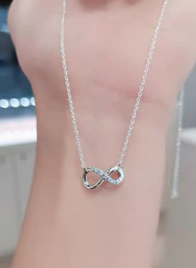 Chomel women's cubic zirconia women's sparkling eternal symbol collarbone 925 silver necklace 368821C01 - Image 2