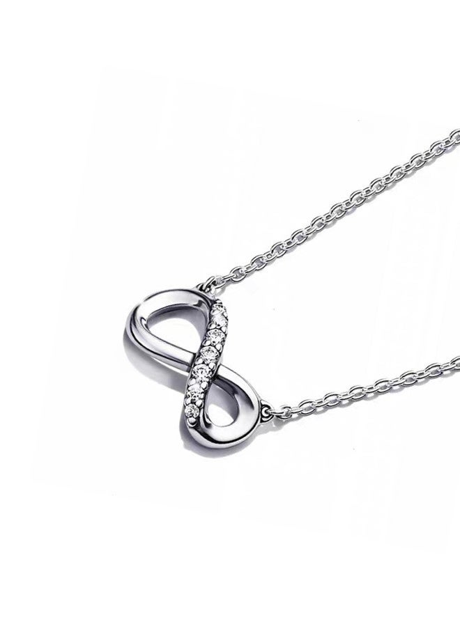 Chomel women's cubic zirconia women's sparkling eternal symbol collarbone 925 silver necklace 368821C01 - Image 4