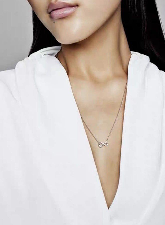 Chomel women's cubic zirconia women's sparkling eternal symbol collarbone 925 silver necklace 368821C01 - Image 3