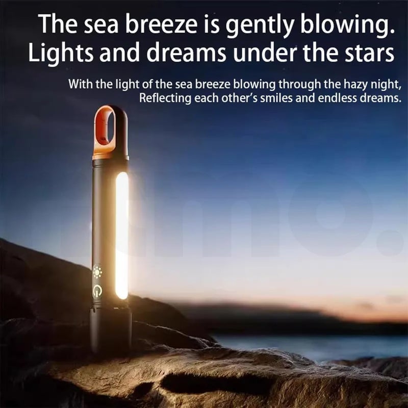 Ritmo فلاشلايت ريتمو LED القابل لإعادة الشحن عالي اللمعان يمكن شحنه أيضًا بواسطة بنك الطاقة أضواء فلاش الأكثر سطوعًا للطوارئ والتخييم ضوء جانبي قابل للتكبير عدسات متعددة الألوان فلاشلايت للمشي في الطبيعة - Image 5