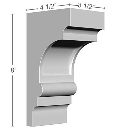 Ekena Millwork BKT03X04X08DI 3 1/2-Inch W x 4 1/4-Inch D x 8-Inch H Diane Bracket , White - Image 2