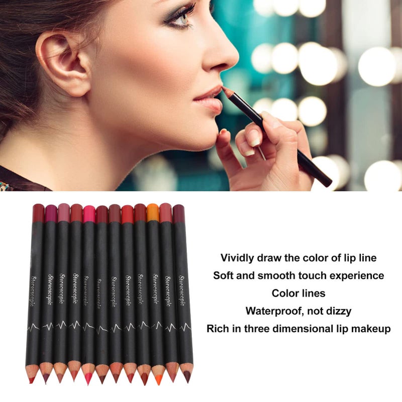 ANGGREK Lip Liner Pencil Set, 12Pcs Smudge Matte Lipstick Makeup Tool for Moisturizing and Makeup Defects - Image 3