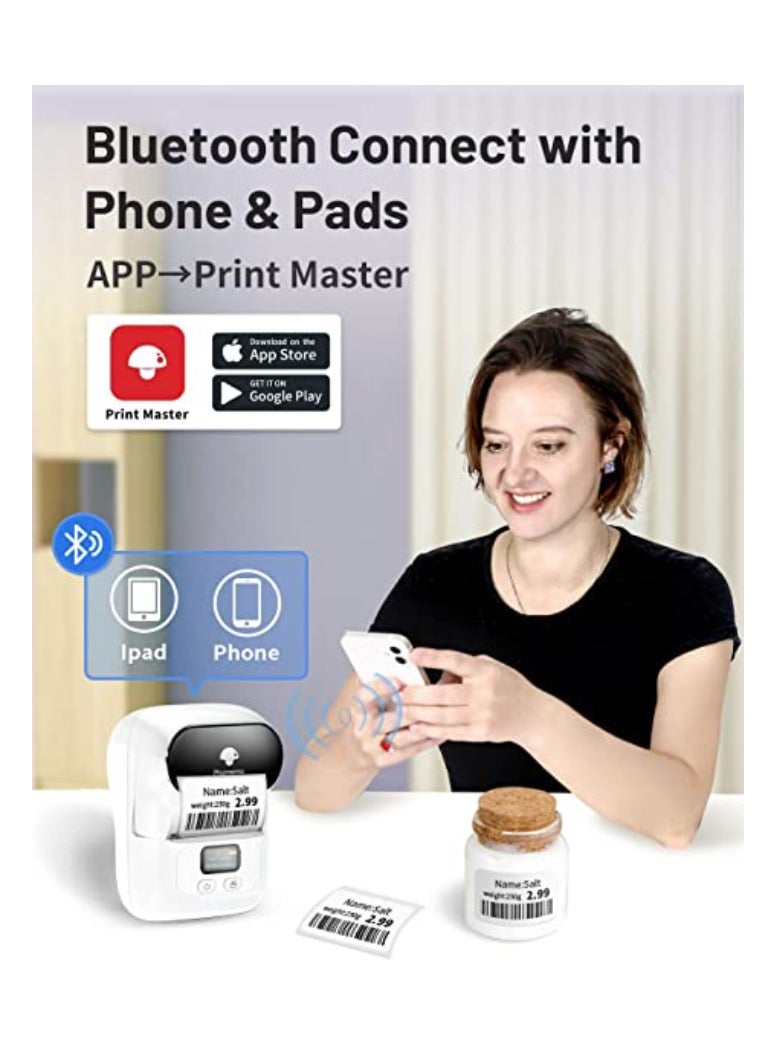 M110 Label Printer Portable Bluetooth Thermal Mini Label Maker Printer Apply to Labeling Compatible with Android u0026 iOS System With 1 40×30mm Label White - Image 3