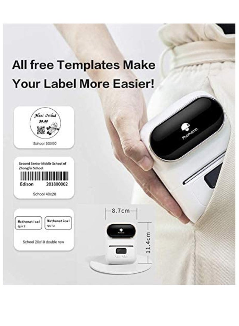 M110 Label Printer Portable Bluetooth Thermal Mini Label Maker Printer Apply to Labeling Compatible with Android u0026 iOS System With 1 40×30mm Label White - Image 5