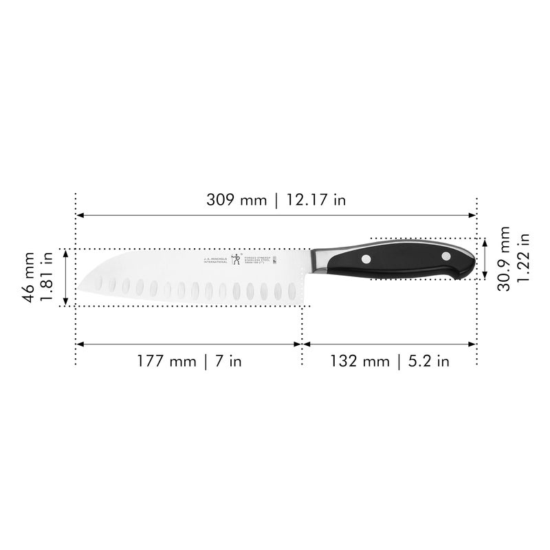 HENCKELS Forged Synergy Hollow Edge Santoku Knife, 7-inch, Black/Stainless Steel - Image 2