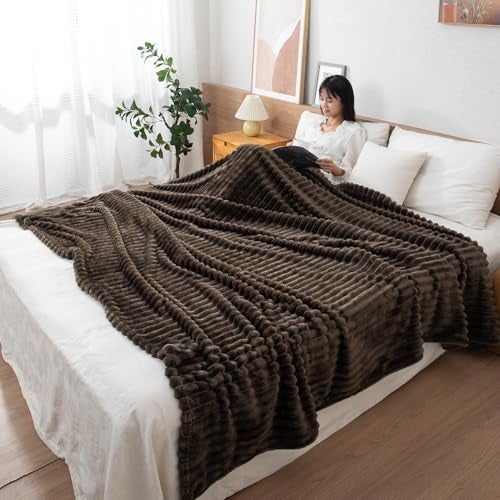 HOKIPO Fleece AC Blanket Double Bed Queen, 200x230 cm / 6.5x7.5 feet, Copper (AR-4917-CPR) - Image 1