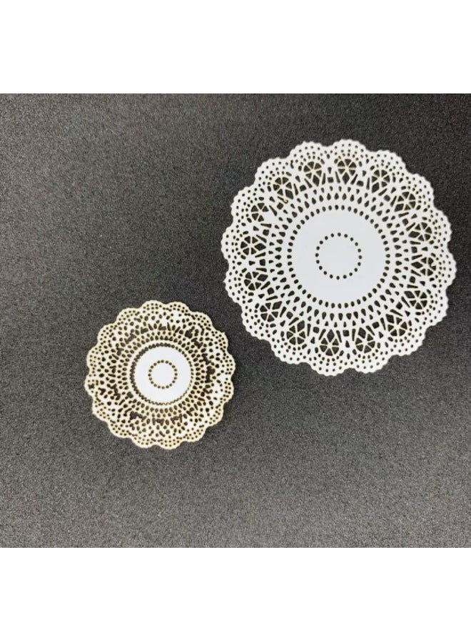Doll House Cake Paper Pad Food Play Hand Account Decoration Mini Lace Paper Retro Hollow Paper Lace Paper Props Decoration-Color:7 Large And Small  - Image 1