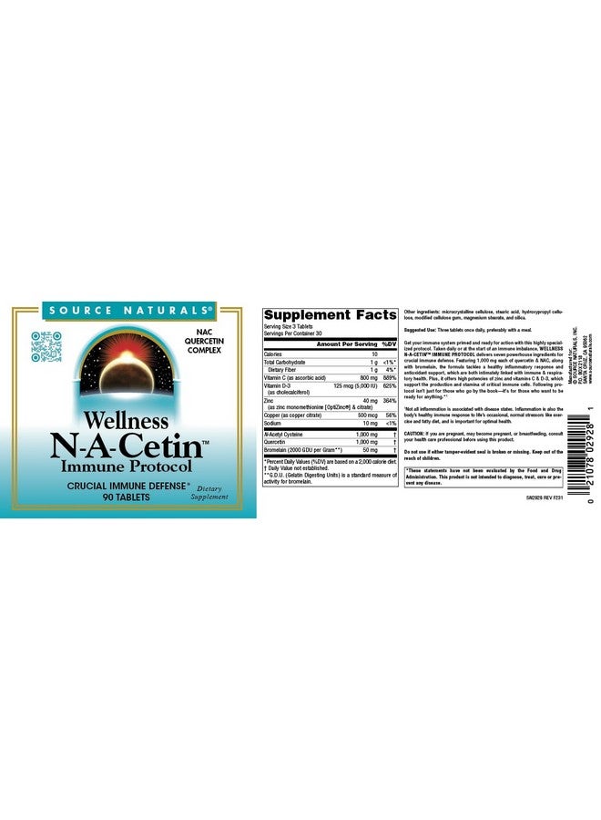 Source Naturals Wellness N-A-Cetin Immune Protocol, Crucial Immune Defense* - 90 Tablets - Image 4
