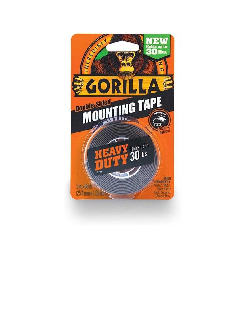 Gorilla - Gorilla Heavy Duty Double Sided Mounting Tape, 1" x 60", Black - Image 1