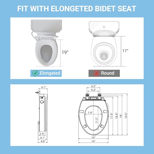 homfan Bidet Toilet Seat Non Electric, Elongated Raised Toilet Bidet Seat with Dual Nozzles, Self Cleaning, Soft Close Lid, Rear and Feminine Washing for Seniors Adults - Image 4