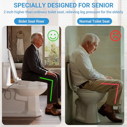 homfan Bidet Toilet Seat Non Electric, Elongated Raised Toilet Bidet Seat with Dual Nozzles, Self Cleaning, Soft Close Lid, Rear and Feminine Washing for Seniors Adults - Image 3