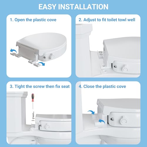 homfan Bidet Toilet Seat Non Electric, Elongated Raised Toilet Bidet Seat with Dual Nozzles, Self Cleaning, Soft Close Lid, Rear and Feminine Washing for Seniors Adults - Image 5