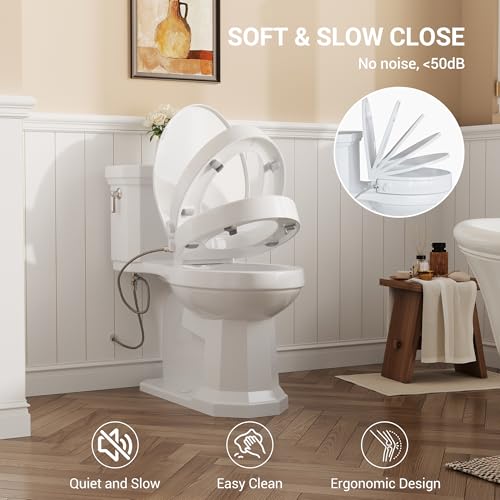 homfan Bidet Toilet Seat Non Electric, Elongated Raised Toilet Bidet Seat with Dual Nozzles, Self Cleaning, Soft Close Lid, Rear and Feminine Washing for Seniors Adults - Image 2