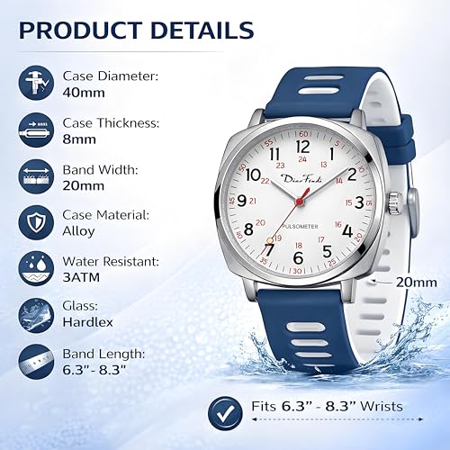 Diaofendi Waterproof Nurse Watch for Medical Professionals,Women Men, 24 Hour with Second Hand, Military Time Easy to Read Dial (Rose Gold-Pink White) - Image 4