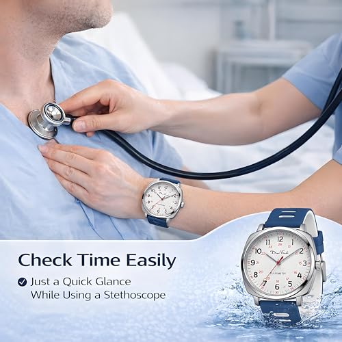 Diaofendi Waterproof Nurse Watch for Medical Professionals,Women Men, 24 Hour with Second Hand, Military Time Easy to Read Dial (Rose Gold-Pink White) - Image 3