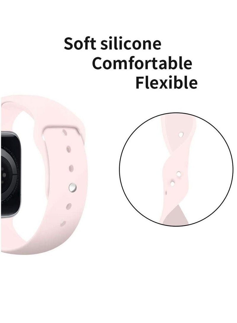 Compatible with Apple Watch Band 42mm 44mm 45mm, Soft Silicone Sport Strap Replacement Bands Compatible with Watch Series 7/6/5/4/3/2/1/SE- Pink - Image 2