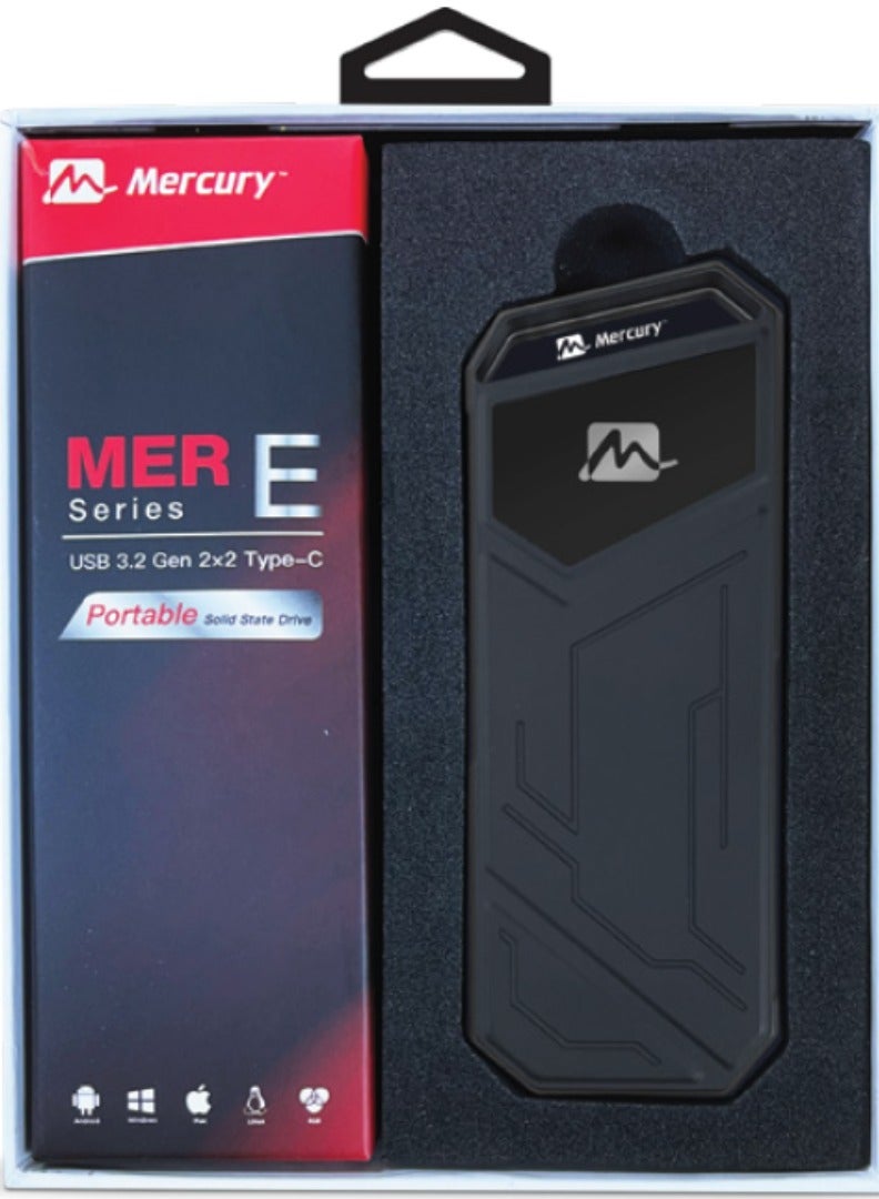 ميركيري Mercury SSD MERE - سلسلة Mercury Portable SSD بإضاءة RGB - USB3.2، TypeC - سرعة قراءة تصل إلى 2100 ميجابايت/ثانية، سرعة كتابة 1800 ميجابايت/ثانية - مع كابل Ctype متضمن (2 تيرابايت) - Image 2