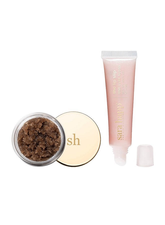 Sara Happ Let's Glow Lip Scrub & Shine Kit: Brown Sugar Lip Scrub + The Lip Slip One Luxe Gloss for Healthy Lips: Gently Exfoliate, Nourish and Hydrate Lips, 0.5 oz - Image 2