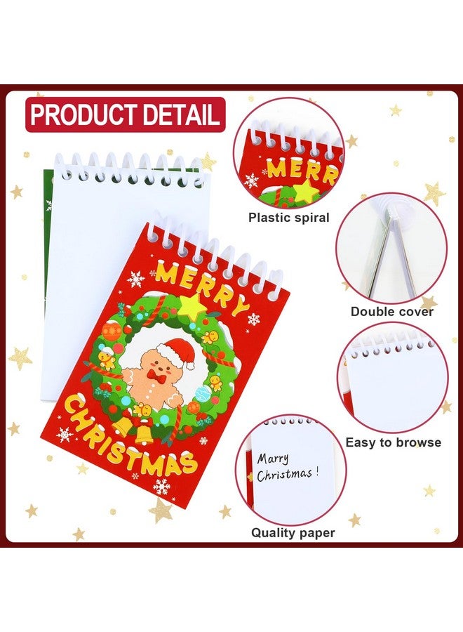 CCINEE 24 Packs Mini Christmas Notepads, Holiday Memo Spiral Notebooks Snowman Merry Christmas Pattern Notebooks for Kids Gift Xmas Party Favor Supplies Goody Bag Stocking Stuffers 8 Patterns - Image 3