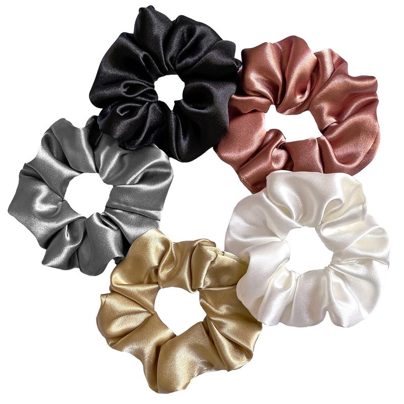 Silvr Bear Luxury Satin Scrunchies Set for Women, Girls | Anti-Hair-Breakage Hair Ties - Image 1